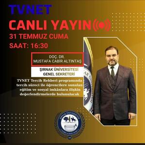 Doç. Dr. Altıntaş, TVNET Canlı Yayınında Şırnak Üniversitesi’ni Anlattı