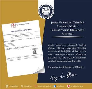 Şırnak Üniversitesi Teknoloji ve Araştırma Merkezi Laboratuvarı’na Uluslararası Güvence